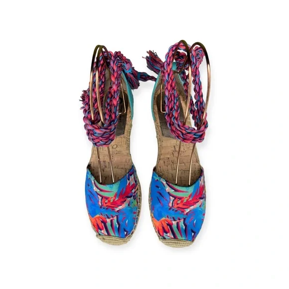 Circus by Sam Edelman Lenora Ankle Wrap Espadrille Sandals Colorful Palm 8.5 - Picture 5 of 10